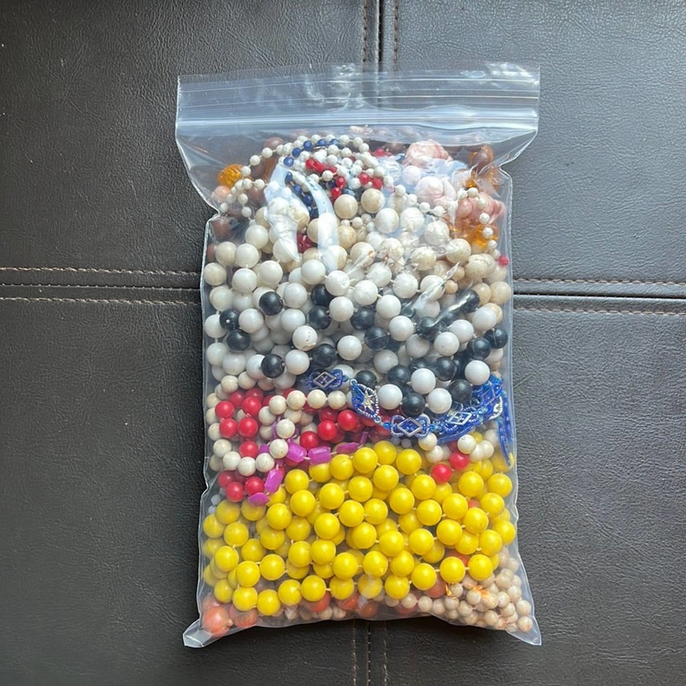 Vintage Broken Beaded Necklace Strands 1 Pound Crafting Lot